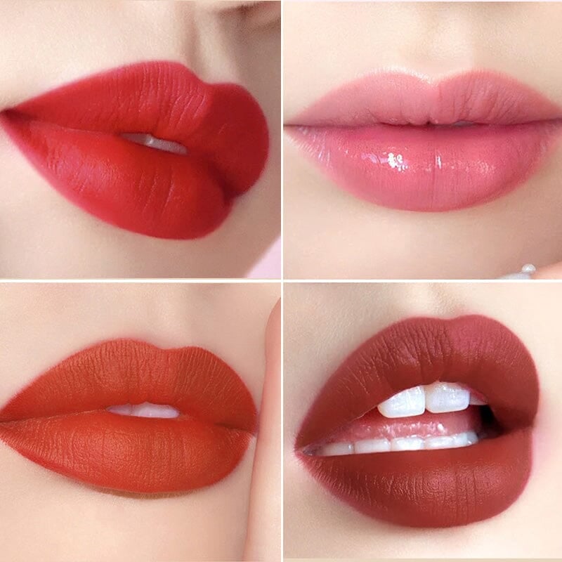 Matte huulipunat tyylikkäässä käsilaukussa 