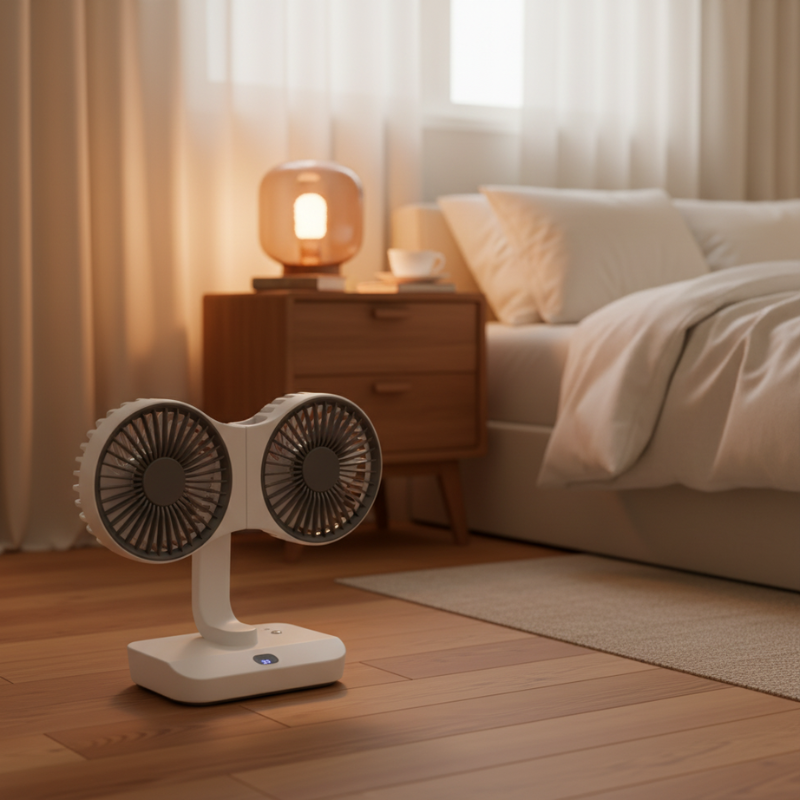 Ventilateur Double Tête Rechargeable Et Orientable