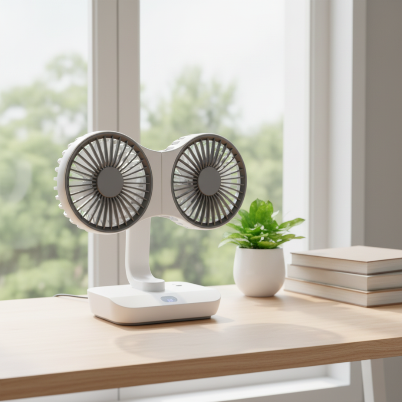 Ventilateur Double Tête Rechargeable Et Orientable