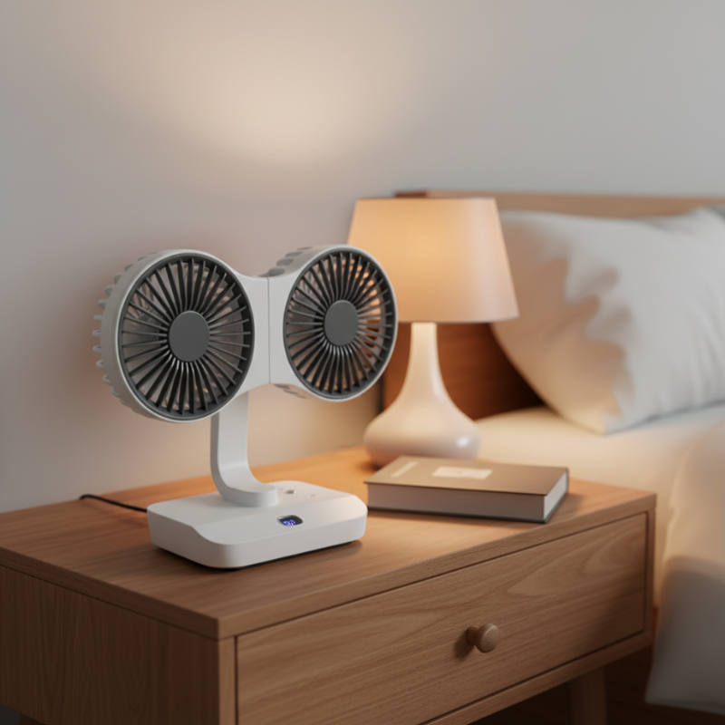 Ventilateur Double Tête Rechargeable Et Orientable