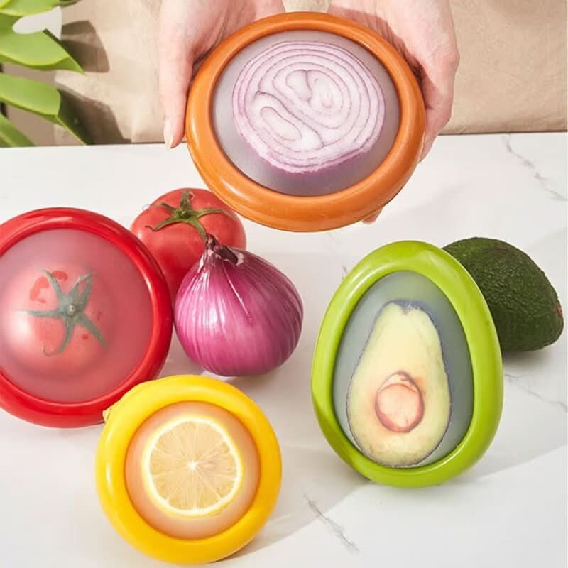 Tapas reutilizables para frutas y verduras cortadas (x4) 